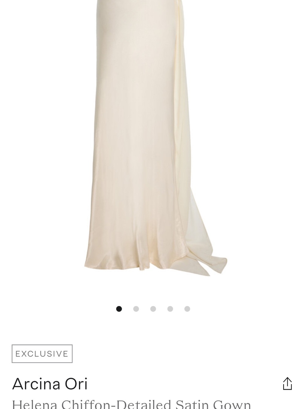 Arcina Ori Helena Chiffon-Detailed Satin Gown Ivory – Altered XS - Picture 2 of 12